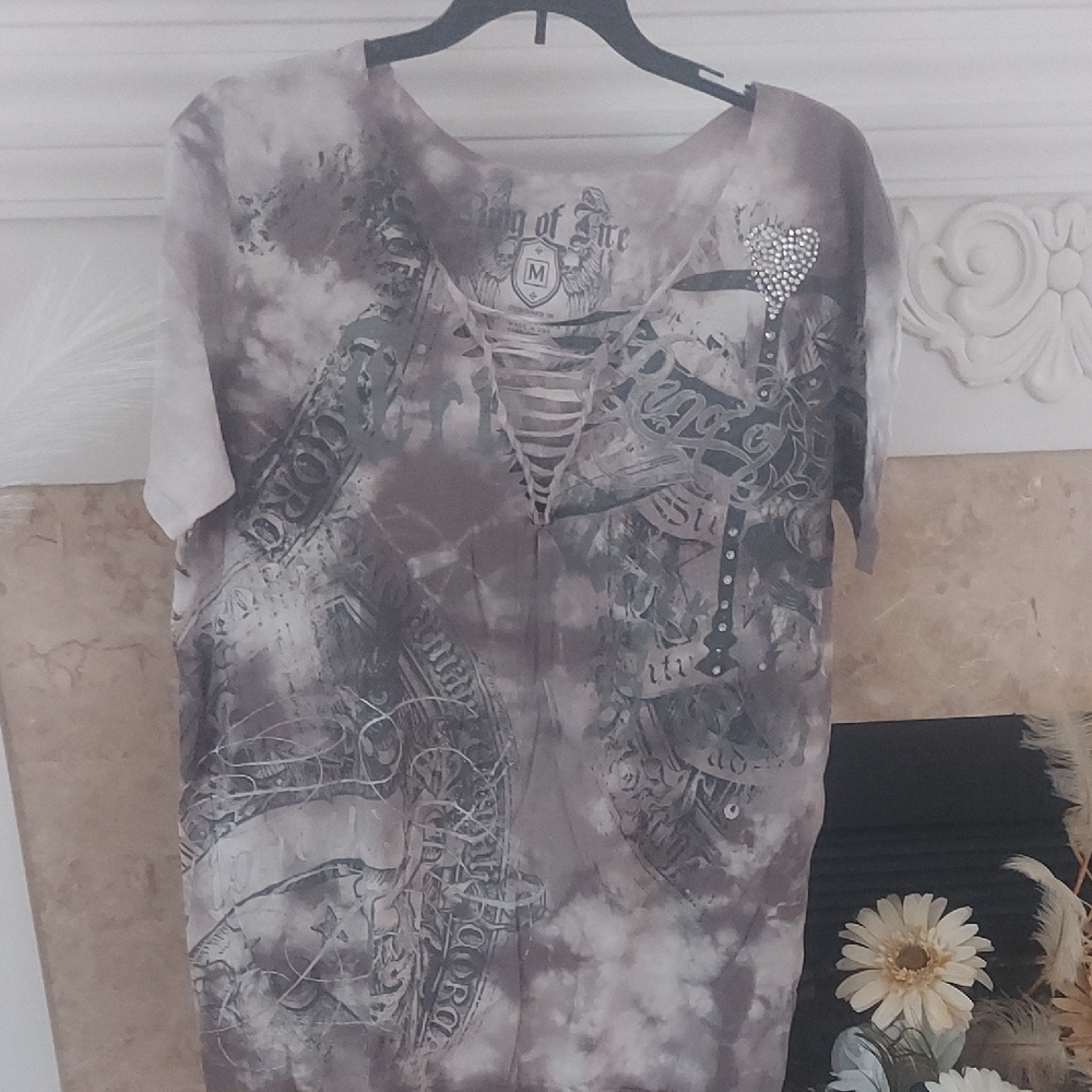 Graphic Lace-Up T-Shirt
